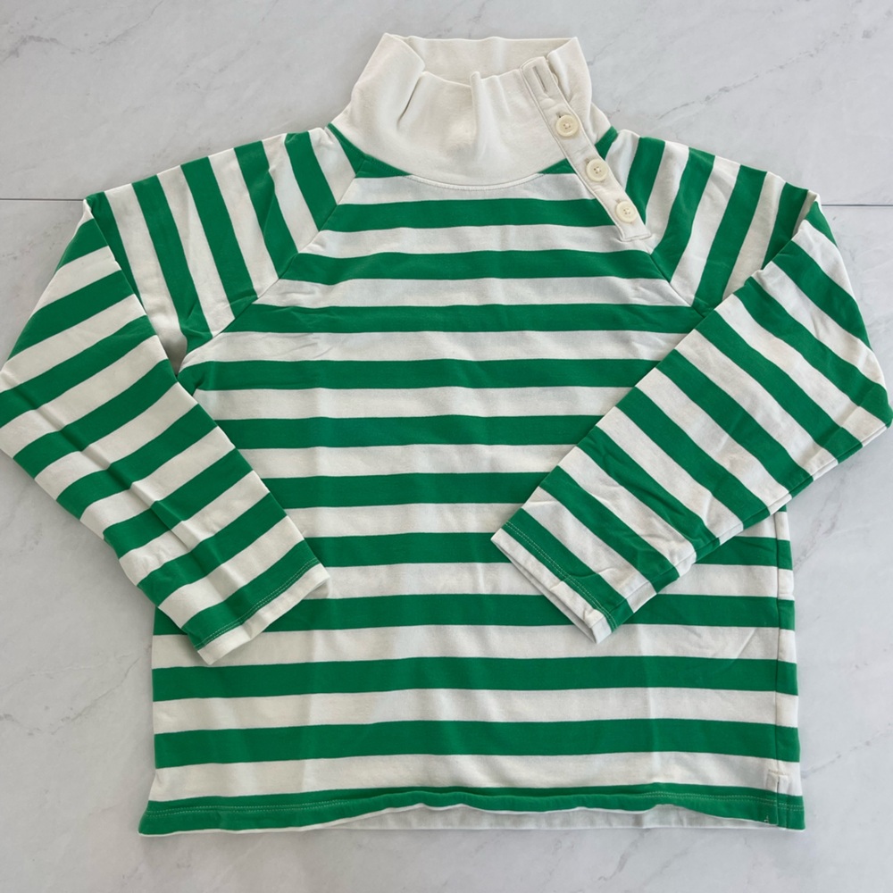 J. Crew White and Green Button-Up Shirt